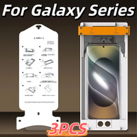 3Pcs Ceramic Film Screen Protector Kit for Galaxy S25 S23 Ultra S24 S22 S21 Note 20 - Dust-Free No Tempered Glass