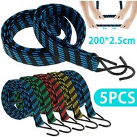 1-3Pcs Bungee Cords 2M Elastic Bungees Cords Heavy Duty Luggage Bungee Straps with Hooks Antislip Flat Elasticity Rope Upgrades