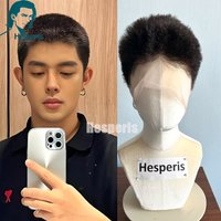 Hesperis Handsome Buzz Short Cut Wig for Men Glueless Full Lace Black Human Hair Pre-Styled Free Part Male Hair Replacement
