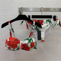 New summer women's fashionable print conservative backless shoulder straps split bikini suit two-piece beach vacation swimsuit