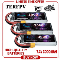 3PCS 7.4V 3000mAh Lipo Battery 45C for RC 1/10 1/12 Ratio Racing Off-Road Vehicles, Climbing Vehicles Four Axis Aerial Drone
