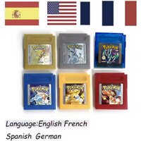 +@ 7 Styles Pokémon 16-Bit GBC Game Cartridge Red Blue Green Gold Silver Crystal French/Spanish/English Version