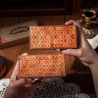 Student 70pcs/Set Wooden Rubber Alphabet Letter Number Stamp Set For Card Collage Junk Journal Scrapbooking DIY Standard Seal