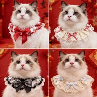 Cute Lace Pet Collar for Cats Dogs, Adjustable Bowknot Neck Scarf, Wedding Party Costume, Pet Accessories