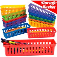 Stackable Storage Tray Colorful Plastic Pencil Basket Classroom Organizer for Pencils Crayons Small Stationery Desk Organization