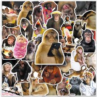 50 PCS Crazy Monkey Funny Chimpanzee Facial Expression Realistic Stickers Decorate Phone Skate Helmet No Repeat Decals