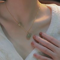 925 Sterling Silver Color Hetian Jade Necklace for Women Fashion Peace Happine Jewelry Gift Dropshipping Wholesale