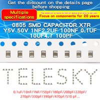 100pcs 0805 SMD Chip Capacitor X7R COG 10V 16V 25V 50V 1pF 4.7pF 10pF 20pF 22pF 100pF 104pF 470pF 1uF 10uF 1nF 10nF 100nF 220nF
