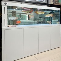 Luxury Saltwater Aquarium Fish Tank with LED Light Filter Medias & 100w Power for Dining Room Glass Material Bag Packed