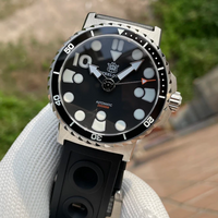 STEELDIVE Men Automatic Watch 46.5mm Diver Mechanical Wristwatch 25000m Waterproof BGW-9 Luminous Sapphire NH35 Mov. Military