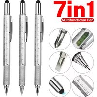 7 in1 Multifunction Ballpoint Pen Handheld Tool Measure Technical Ruler Stylus Screwdriver Touch Capacitive Pen Spirit Level