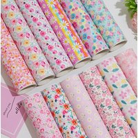 Faux Leather Sheets Synthetic Leather Heart Printed Vinyl Fabric DIY Handbags Supplies Bows Making Material