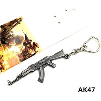 AK47 Desert Eagle Gun Keychains Game Around Fire Line Pistol Assault Rifle Sniper Gun for Car Bag Pendant Key Ring Gift