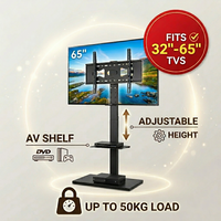 Height Adjustable Floor TV Stand Mount Swivel with Shelf for 32-65 Inch LCD LED Flat Screen TV