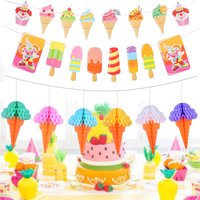 Summer Theme Lollipop Floral Hanging Decorations Ice Cream Cake Lantern Shop Anniversary Celebration Decorations Festive Supp...