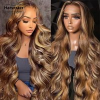 13x6 Highlight Hd Lace Frontal Wig Human Hair P4/27 Colored Honey Blonde Human Hair Wigs 40 inch Body Wave For Women