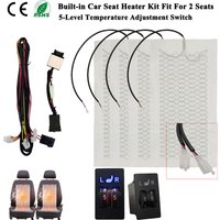 Autositz-Heizungsset, passend für 2 Sitze, 12 V, universelle Kohlefaser-Heizkissen, 2 Zifferblätter, 5-stufiges Dual-Control-Schaltersystem, Winterwärmer