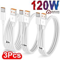 1/3PCS Quick Charging Cable 120W 10A USB A To Type C Fast Charger High-speed Data Transfer Wire Cords for Samsung Xiaomi Huawei