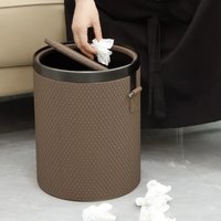 Shake Top Type Trash Can Leather Litter Bins Large Capacity Kitchen Dustbin Luxury Garbage Cans with Lid Household Accessories