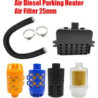 25mm Air Diesel Parking Heater Intake Filter Silencer & Intake Pipe Black & 2x Clamps Set For Webasto Eberspacher