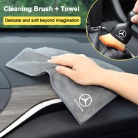 For Mercedes Benz Logo Car Cleaning Brush Center Console Clean Tool Wash Microfiber Drying Towel Auto Accessories