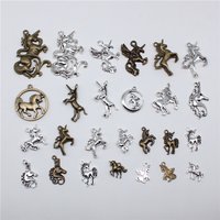 10pcs Charms Horse Unicorn Tibetan Bronze Silver Color Pendants Antique Jewelry Making DIY Handmade Craft