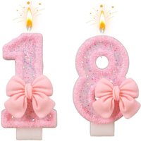 New 0-9 Number Birthday Candles original Pink sequin bow birthday cake digital party anniversary candle decoration