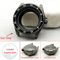 41mm Mod Gun Grey SKX007 SRPD Watch Cases Fits NH35 NH36 4R 7S Automatic Movement 20ATM Waterproof Men Diving Watch Case Custom