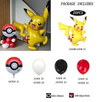 20pcs Cartoon Pikachu Theme Foil Balloons Set Red Black Latex Balloon Kids Birthday Baby Shower Party Decoration Supplies Gifts