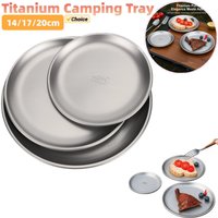 14/17/20cm Titanium Camping Plate 1/3Pcs Camping Set Camping Plate Fruit Salad Tray Titanium Picnic Equipment Outdoor Supplies