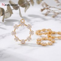 18K Gold Plated Inlaid Zircon Round Earring Charms,Round Charm Pendants For Jewelry Making Accessories,DIY Jewelry Materials