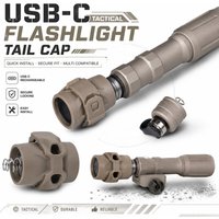 USB-C Tactical Flashlight Tail Cap, Nylon, One-Button Switch, Fits Most SureFire Scout Light WeaponLights 18650/18350