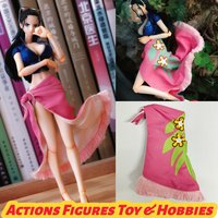 【Only Clothes】1/12 Scale Japanese Anime Nico Robin Pink Flower Tassel Slit Skirt for 6" Female Soldier Action Figure Body Mode