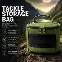 Multifunctional carp fishing storage bag, sturdy green bag with internal compartments and handle, practical fishing accessories