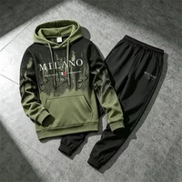 Italy Fashion Sportswear 2pcs Set Male Daily Casual Sports Hooded Jogger Suit 2026 New Arrival Men's Tracksuit Hoodie&sweatpants
