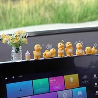 6PCS Cute Yellow Mini Dinosaur DIY car mounted home computer frame gifts to friends family children cartoon interior decoration