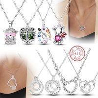 Necklace 925 Sterling Silver Butterfly Love Heart Bear Classic Simple Adjustable Necklace For Women Girl Fashion Jewelry Gifts