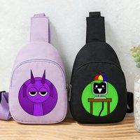 Cartoon Sprunki Chest Packs Anime Game Boy Girl Waist Packs Cute Print Student Crossbody Bags Travel Daily Shoulder Phone Pouch