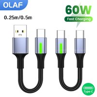 25cm/50cm Short Cable USB Type C To Type C Cable Fast Charging Cable For Iphone 15 16 Samsung Power Bank Type C USB C Cable Wire