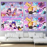 Halo Aphmau Plushies Theme Photography Backgrounds for Kids Birthday Party Children Portrait Photo Backdrops