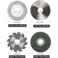 Chainsaw Blade Set 2.5 Inch 63mm Saw Blade Kit 4PCS with Resin, Diamond 60mm, HSS and TCT Blades for Mini Electric Saw Cutting