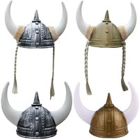 VikingHelmet Hat with Horns Braid StagePerformance Party Props Cosplay N58F