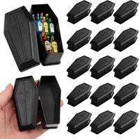 6/12pcs Coffin Halloween Box Prank Ornament Plastic Candy Gift Treat Box Halloween Party Haunted House Decoration DIY Crafts