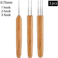 1Pc 0.5mm/0.75mm Dreadlock Crochet Hook Wood Crochet Needles Hair Dreadlocks Tool for Braid Craft