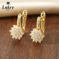 Lnkry Sparkling Cluster 1.6mm Moissanite Earrings With Certificate 14k Gold-Filled Flower Shape Hoop Earrings for Wedding Gift