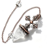 Natural Gem Stone Crystal Pendant Pendulum for Divination Antique Cross Amethysts Wicca Spiritual White Quartz Pendulos x444