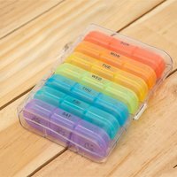 1 Set Pill Box 7 Days Organizer 21 Grids Portable Travel With Large Compartments For Vitamins Medicine Fish Oils