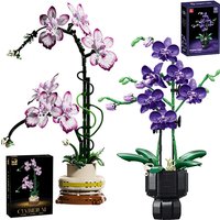 Kreatywny Orchidea Cymbidium Wieczne Kwiaty Roślina Doniczkowa Klocki Konstrukcyjne Symulacja Phalaenopsis DIY Klocki Zabawki Prezent na Walentynki