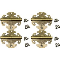 4PCS Copper Antique Iron Sheet Hinge Old Style Outer Hinge Wardrobe Camphor Wood Box Furniture Outer Copper Hinge Bronze