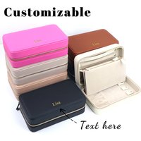 Custom Name PU Leather Portable High-end Exquisite Women's Necklace Earring Ring Large Capacity Jewelry Storage Box